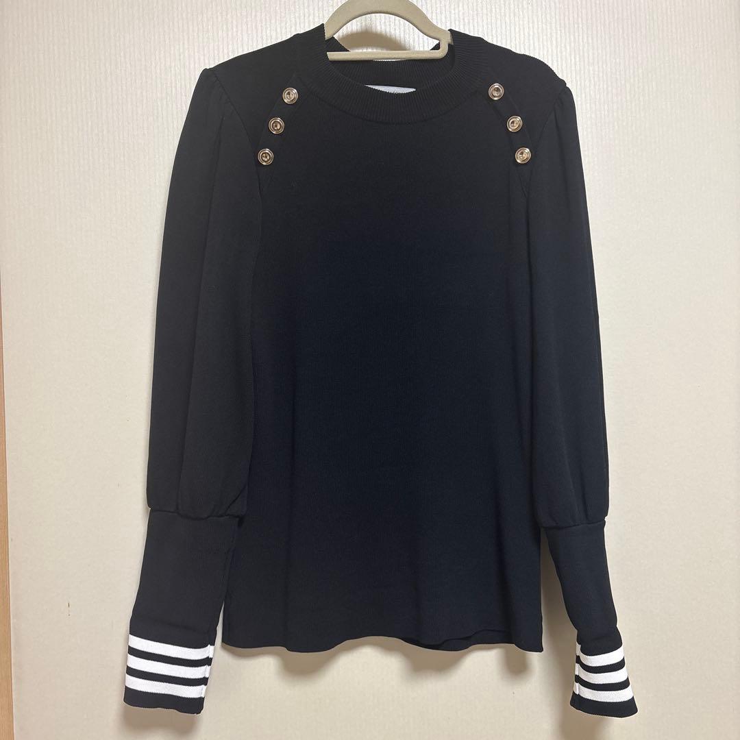 ボーダーズアットバルコニー　ニット　トップス　金ボタン 36 黒