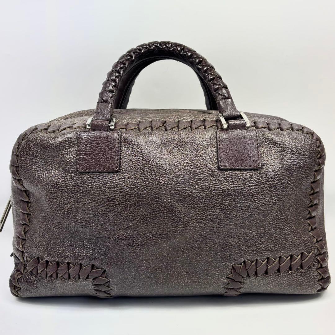 希少 LOEWE アマソナ 36 編み込み ブラウン ハンドバッグ アナグラム