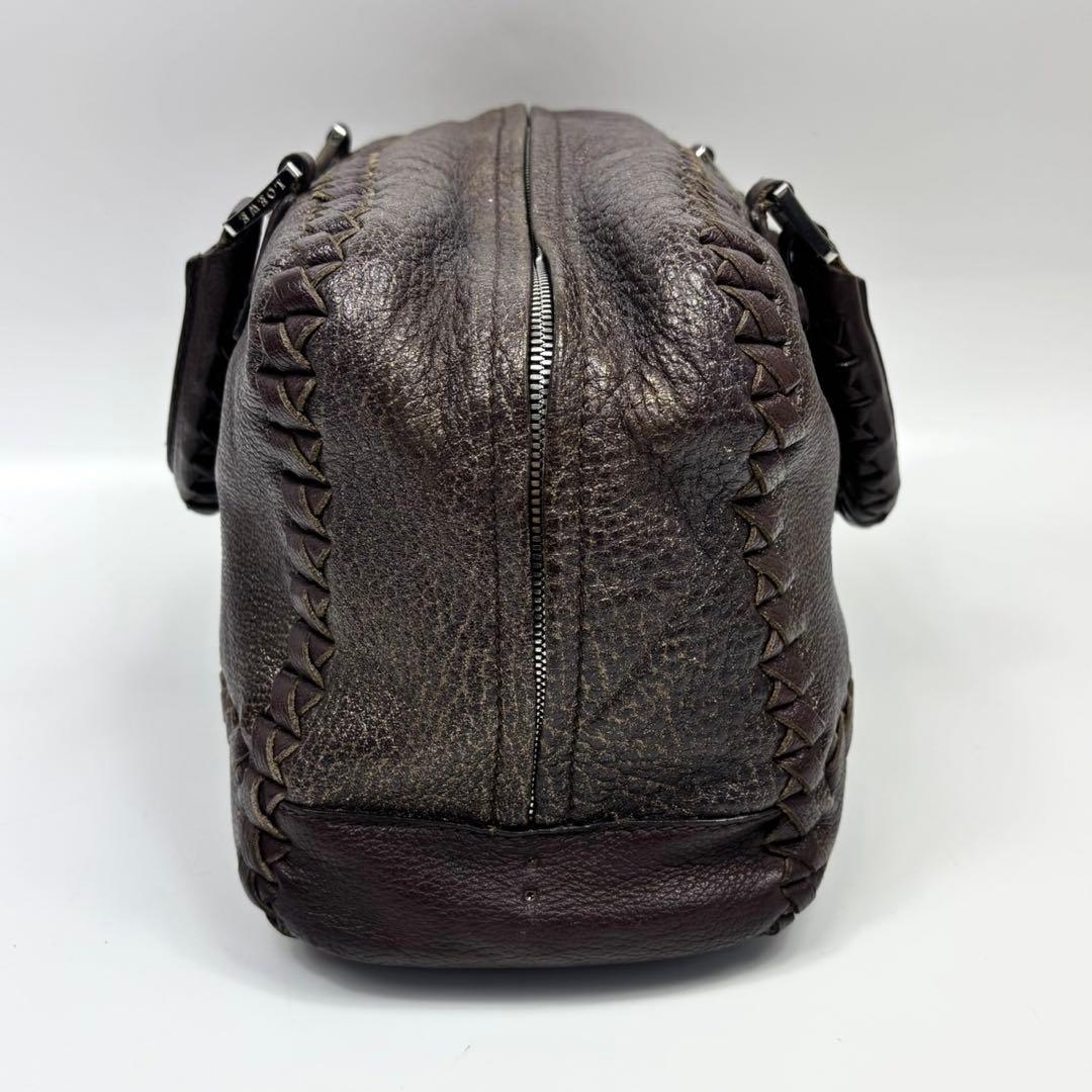 希少 LOEWE アマソナ 36 編み込み ブラウン ハンドバッグ アナグラム