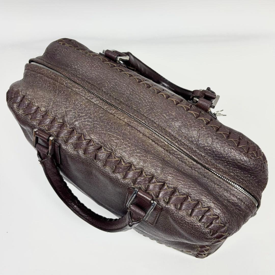 希少 LOEWE アマソナ 36 編み込み ブラウン ハンドバッグ アナグラム