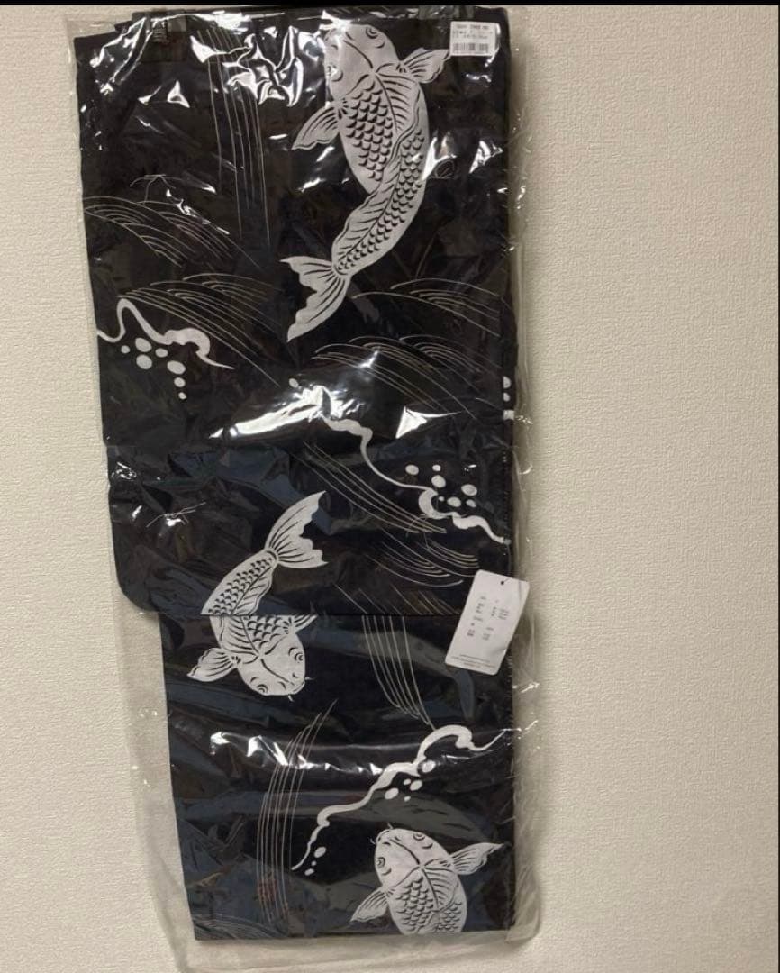 に*ん様 浴衣3点セット ニコアンティーク　ウタタネ　高級変わり織 紺地に鯉　ネ