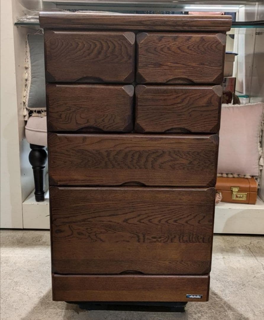 【極美品】 無垢 チェスト マルヨシ 民芸家具 4段6杯 引き出し タンス 収納