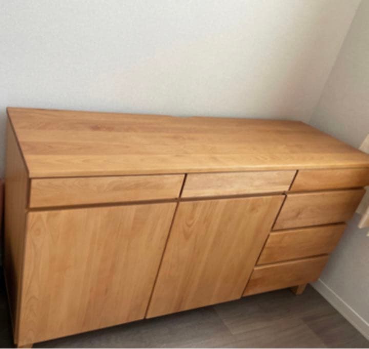 ISSEIKI 一生紀　天然木　収納　サイドボード 北欧風　横幅140 奥行46