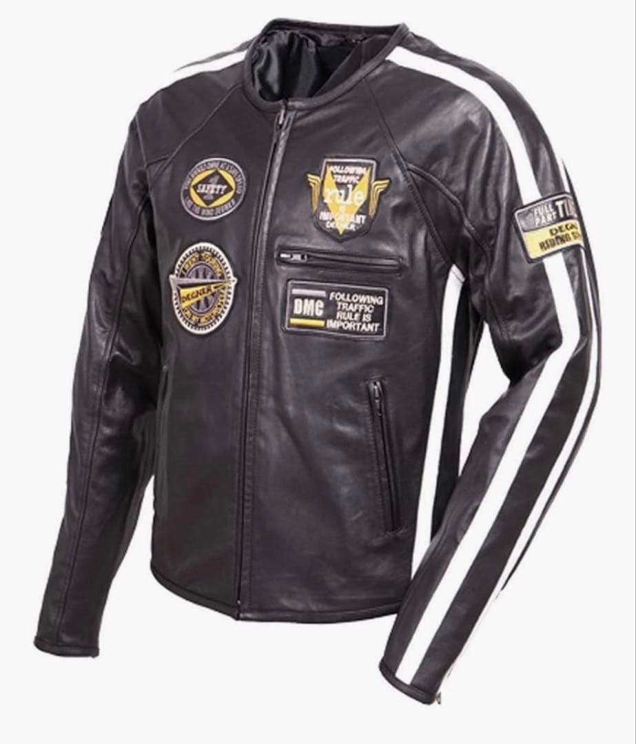 レザー バイカー用ジャケット パッチ付き