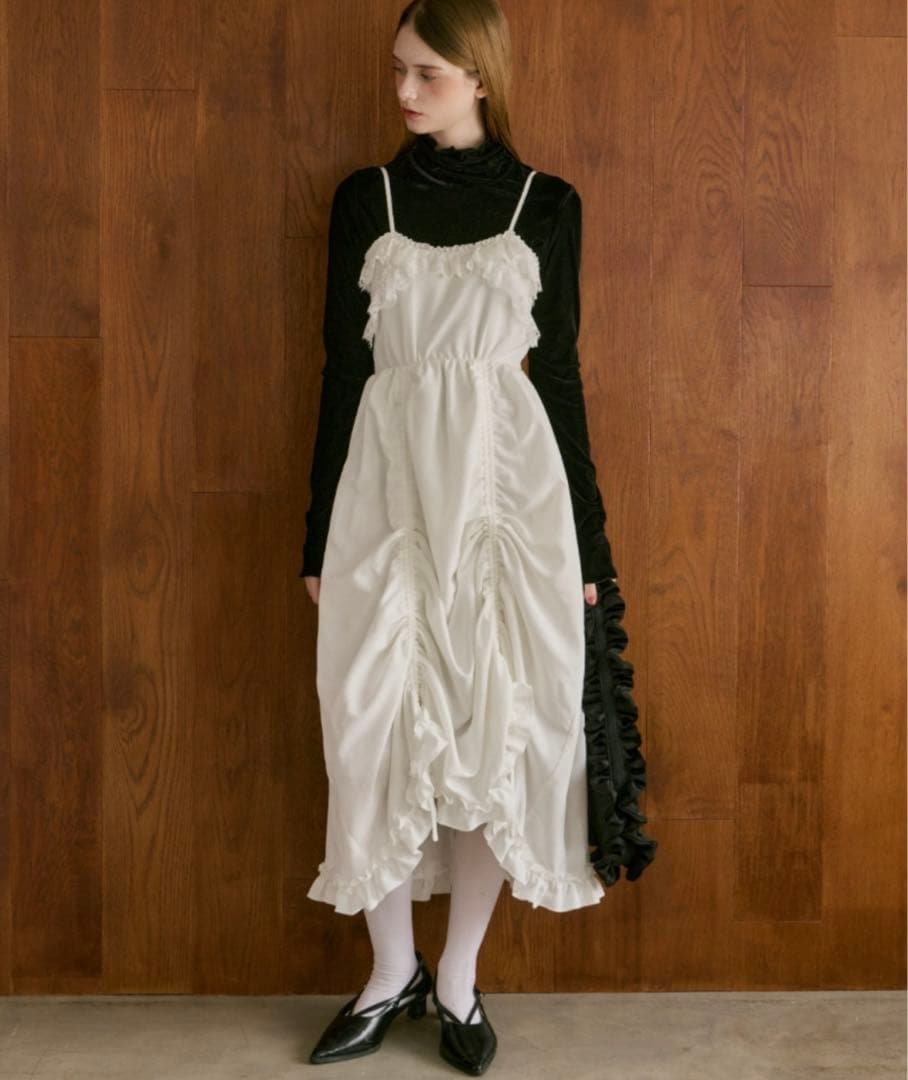 idem lace drawstring onepiece ホワイト