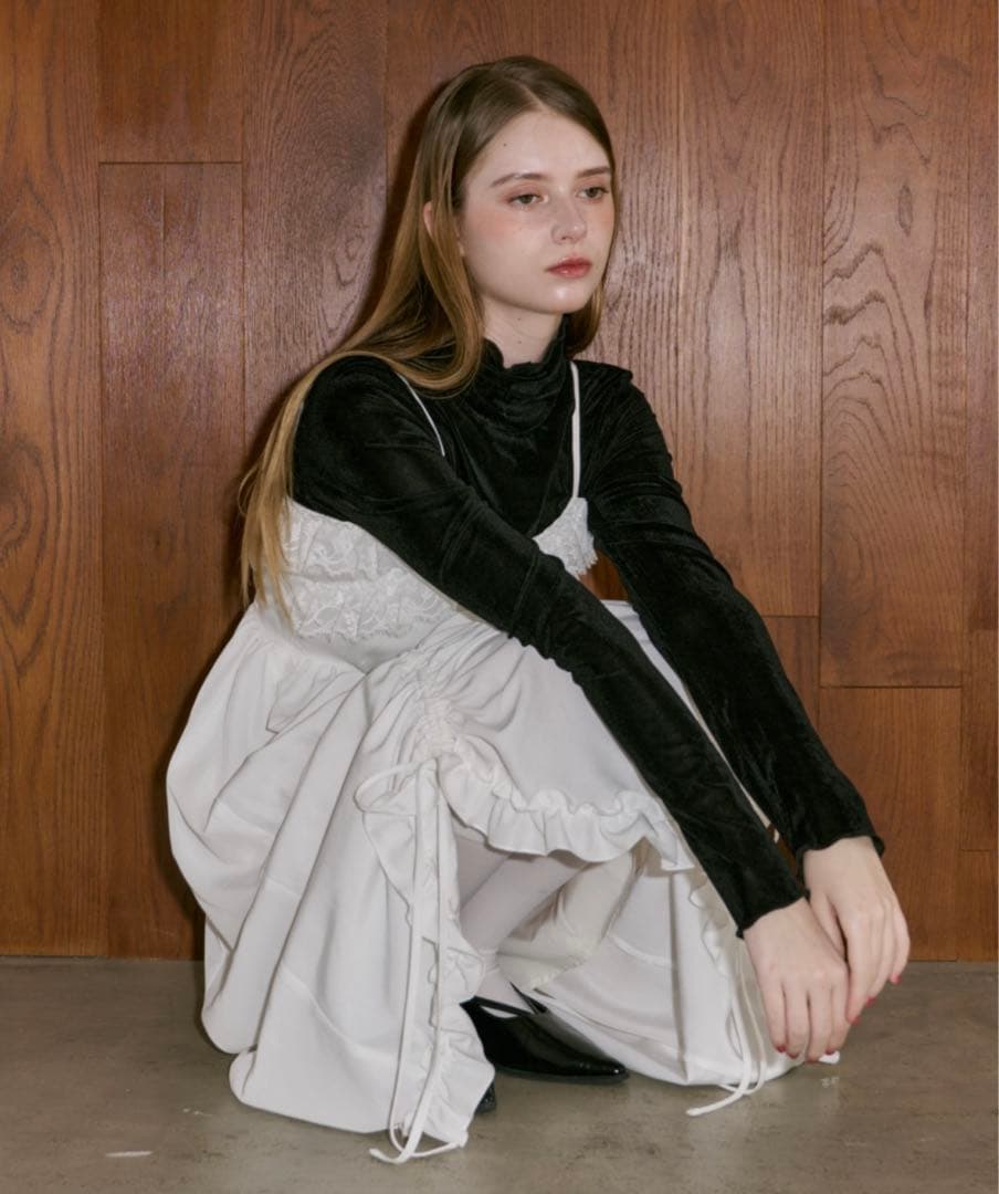 idem lace drawstring onepiece ホワイト