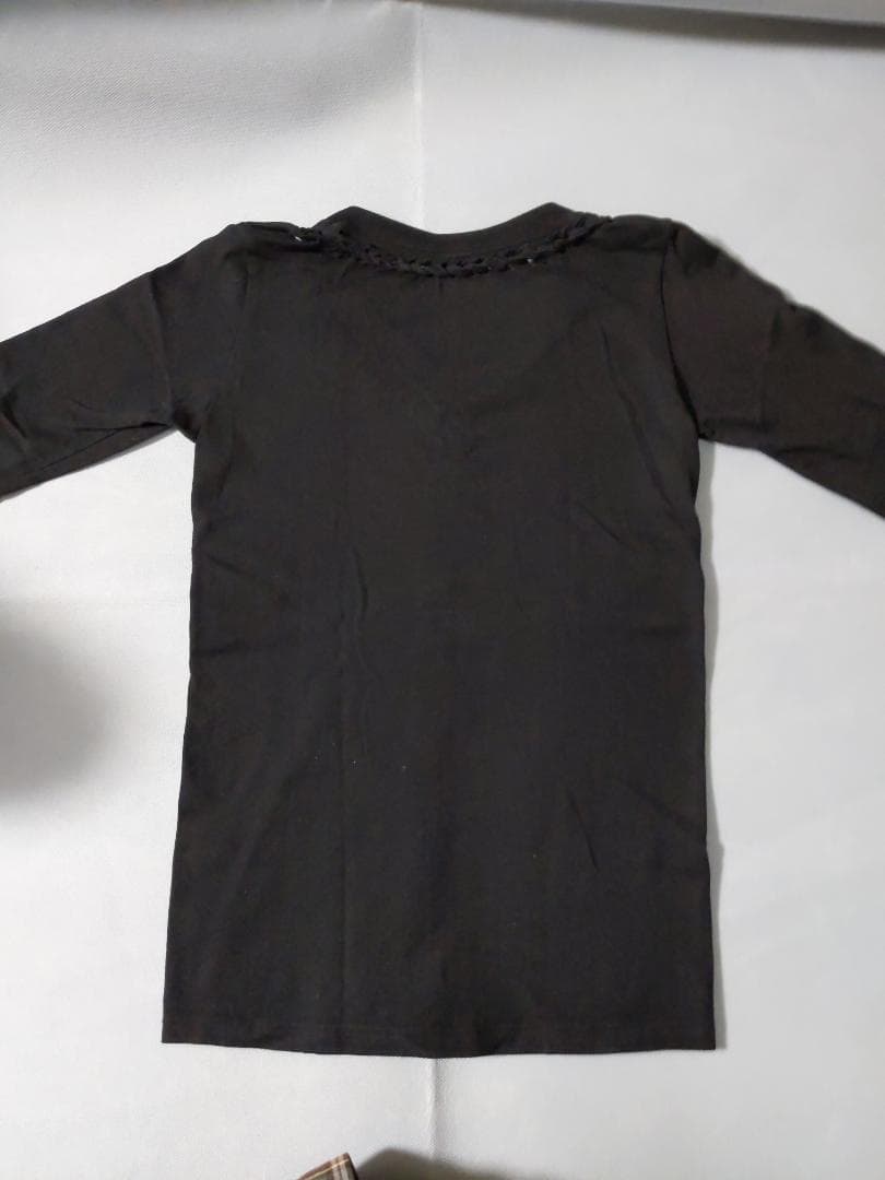 NUMBER (N)INE 編み込みVネック長袖Tシャツ トップス黒size０