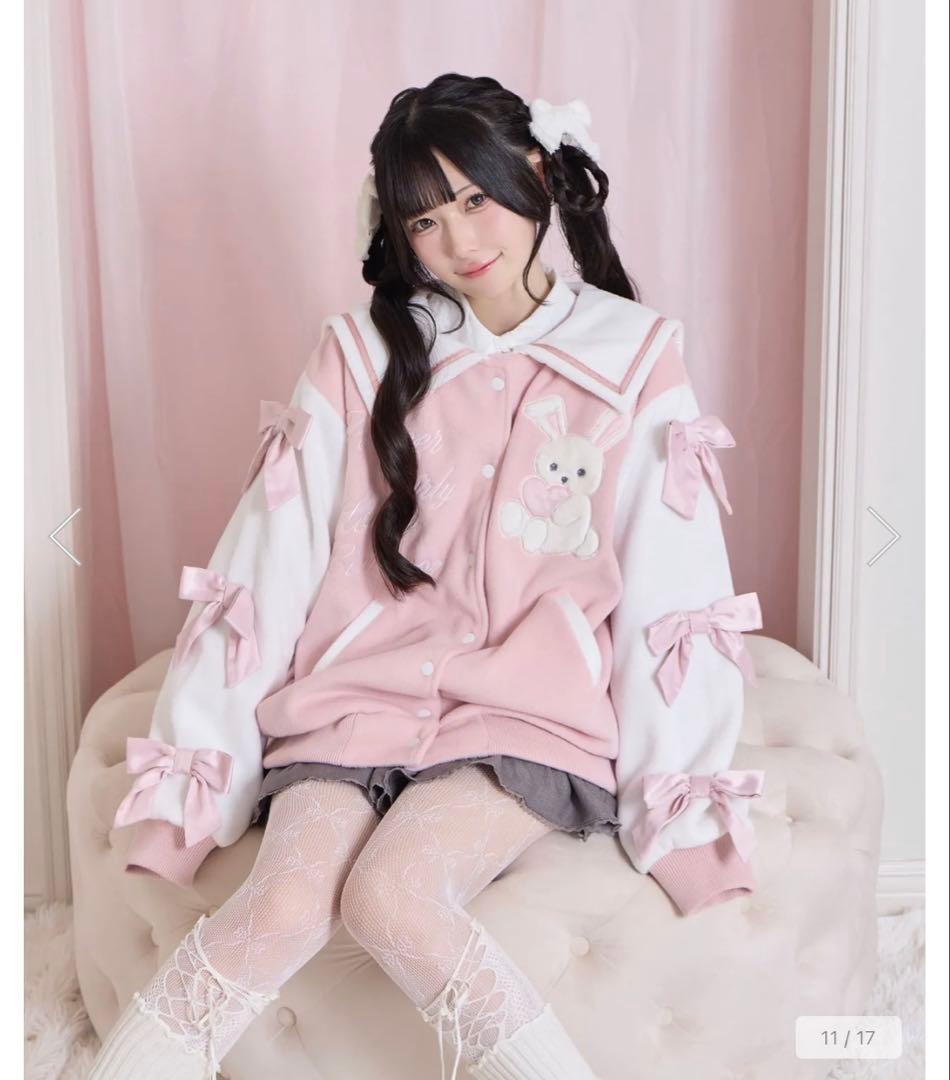 ハニーシナモン 袖リボンハニーちゃんアップリケスタジャン