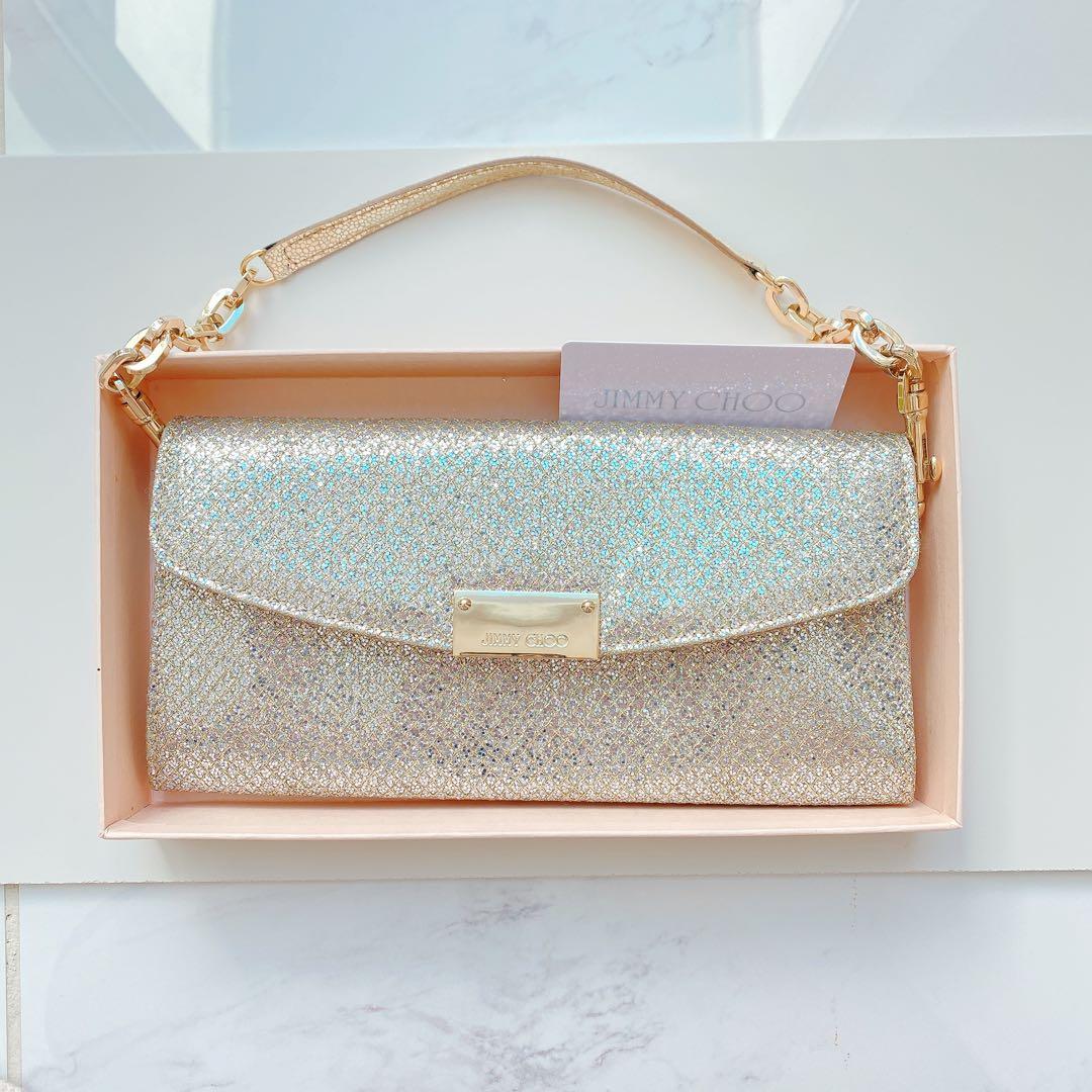 ジミーチュウ　ハンドバッグ　シルバー×ゴールド