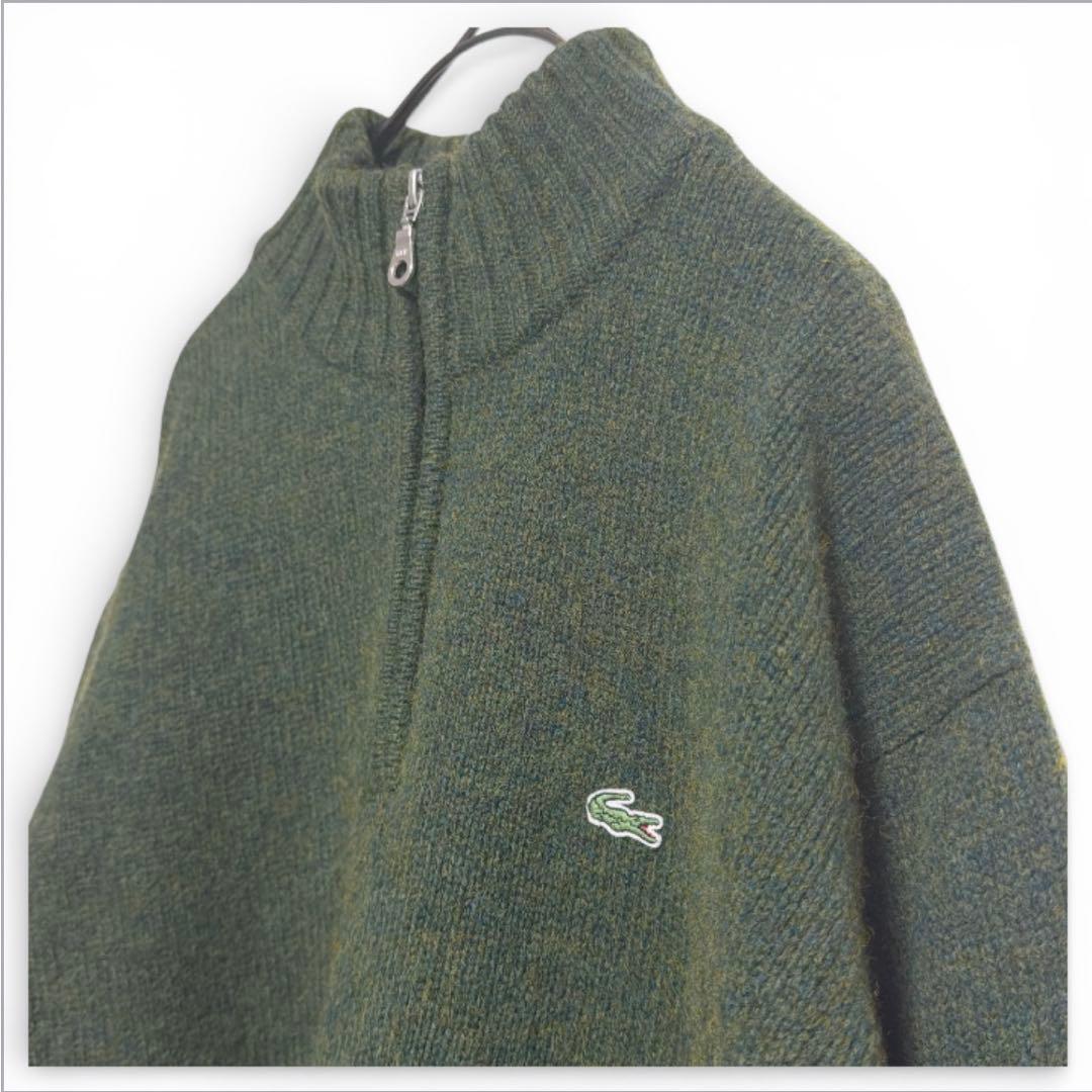 【LACOSTE ラコステ】ウール ハーフジップ ニット モスグリーン 日本製