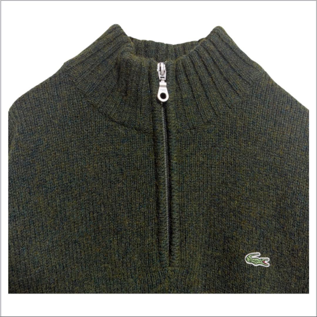 【LACOSTE ラコステ】ウール ハーフジップ ニット モスグリーン 日本製