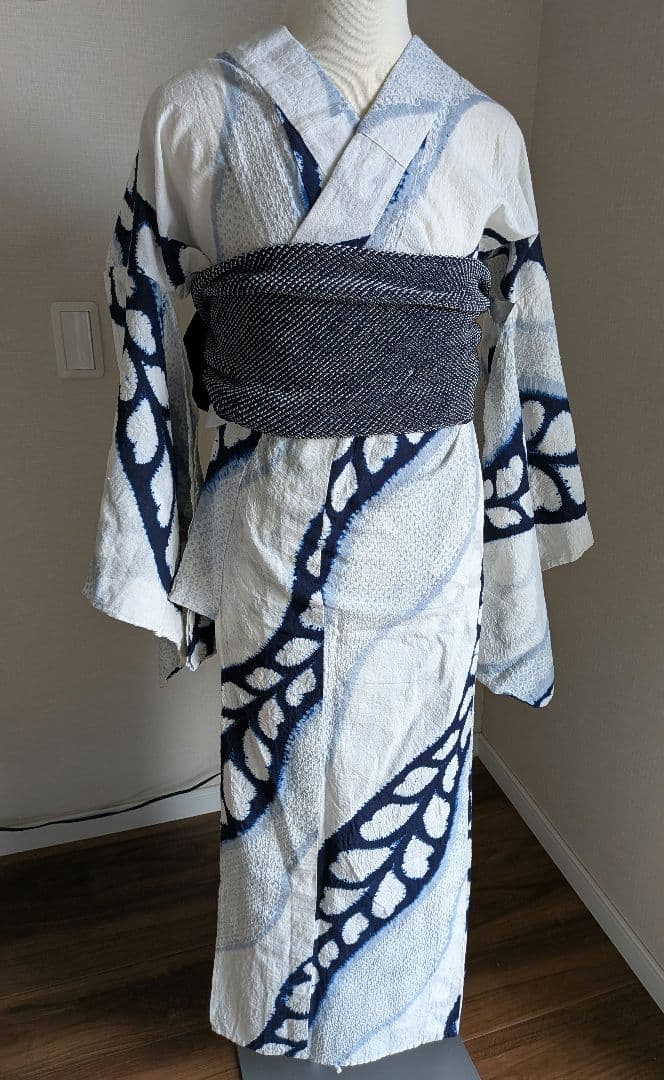 浴衣　有松鳴海絞り　伝統工芸品　変わり縞　綿