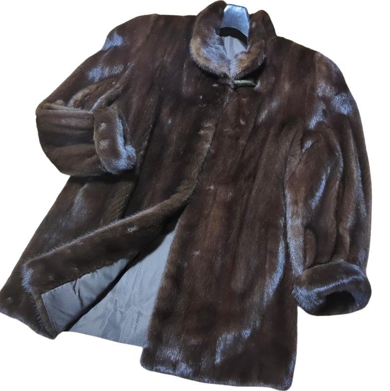 サガミンク SAGA MINK デミバフ ダーク 毛皮 コート リアルファー