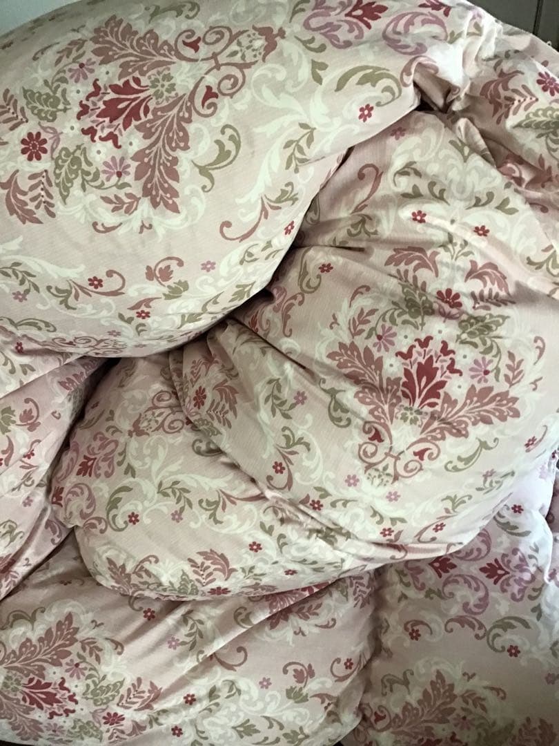 西川リビング 花柄 羽毛掛け布団 ピンク(シングル)