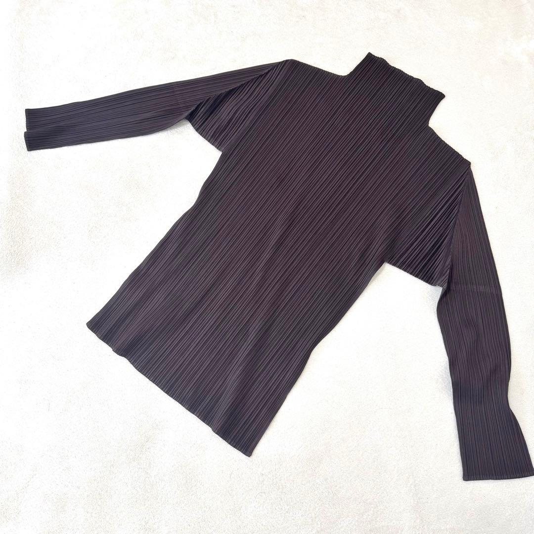 PLEATS PLEASE プリーツ　ブラウン　オーバーサイズ　長袖　ハイネック