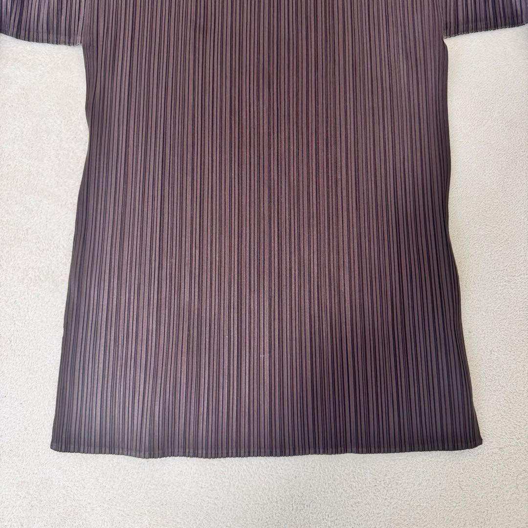 PLEATS PLEASE プリーツ　ブラウン　オーバーサイズ　長袖　ハイネック