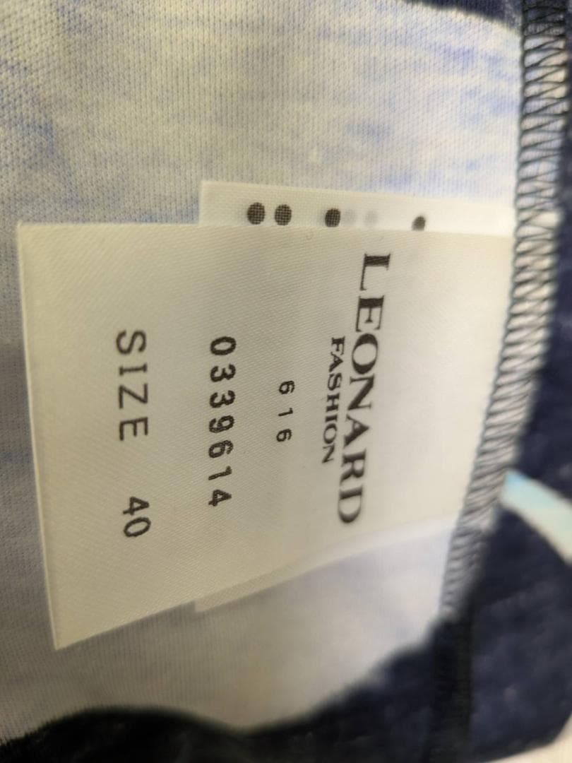 【未使用】LEONARD レオナール 紺 花柄 カットソー 40 綿 100％