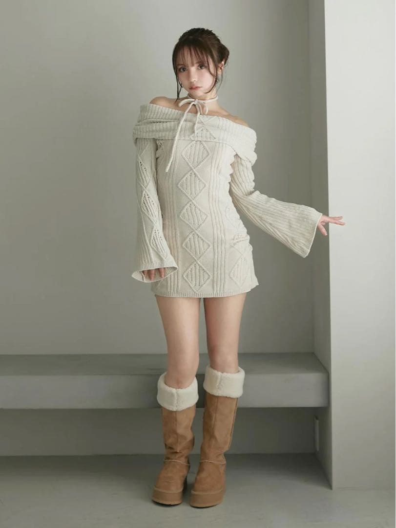 【andmaryアンドマリー】Cameron cable knit mini
