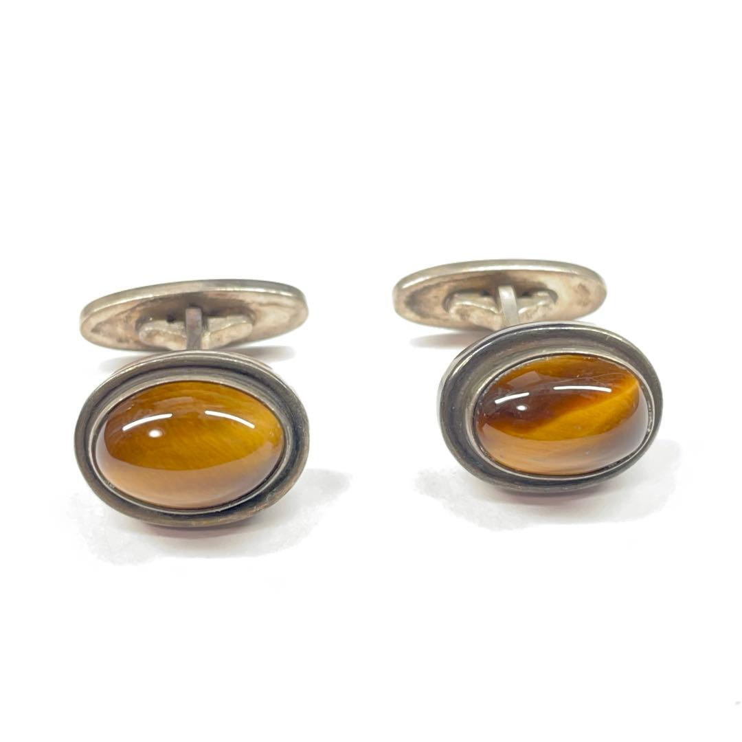 9828 ジョージジェンセン ヴィンテージカフス タイガーアイSILVER925