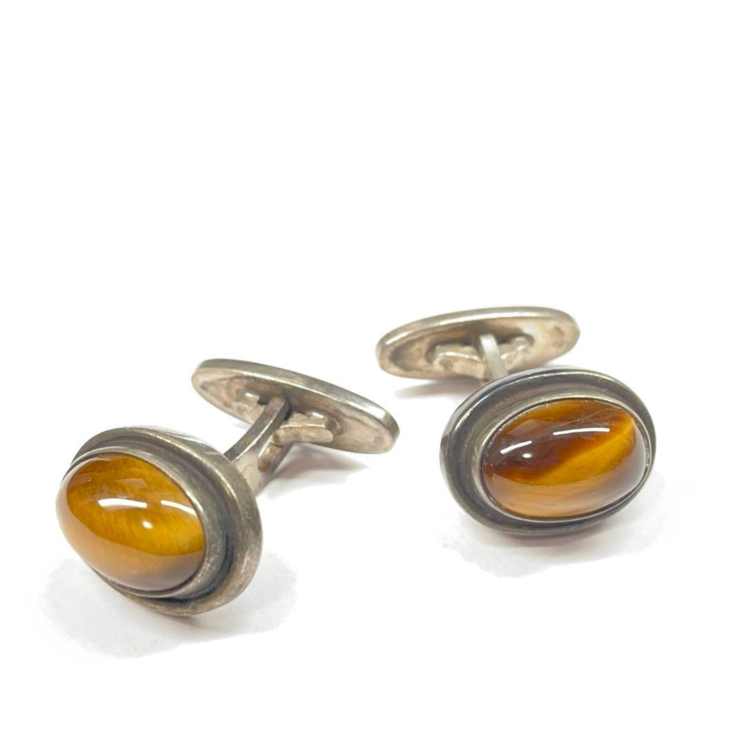 9828 ジョージジェンセン ヴィンテージカフス タイガーアイSILVER925