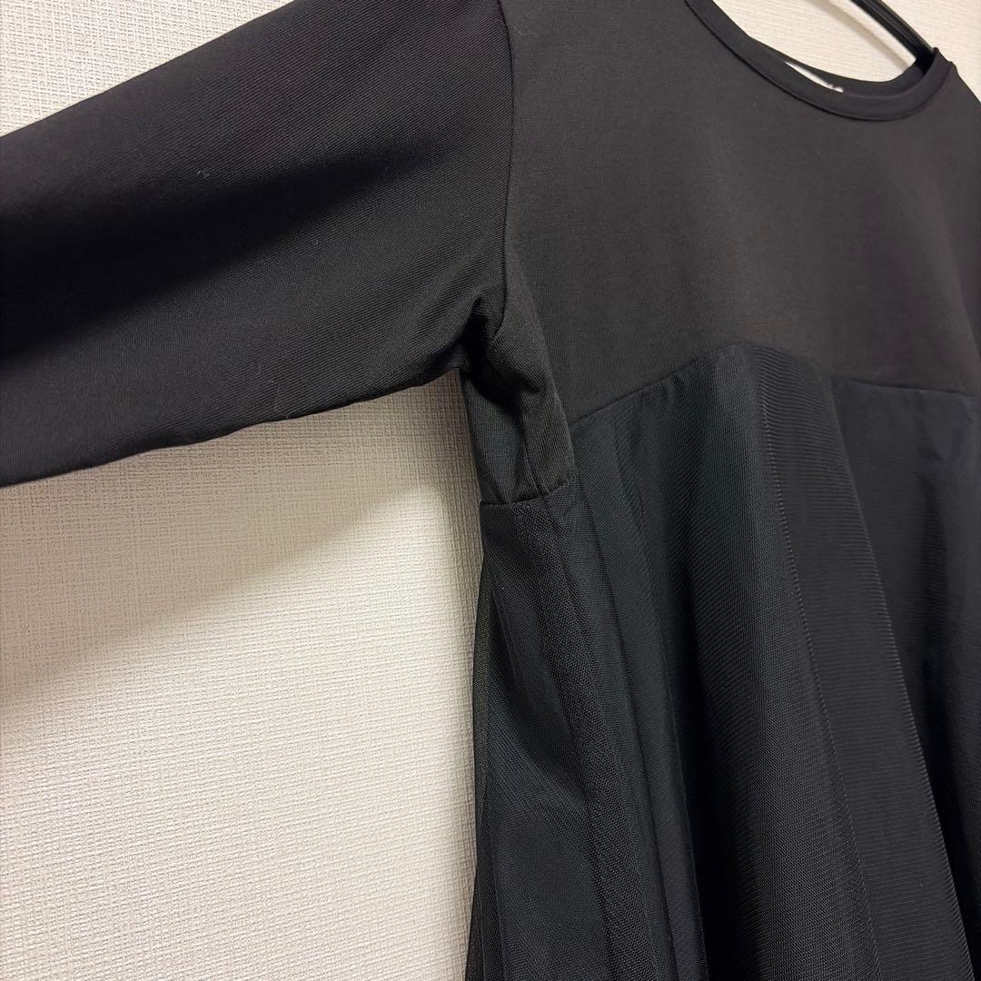 美品 BEARDSLEY ビアズリー チュール 切替カットソー チュニック 黒