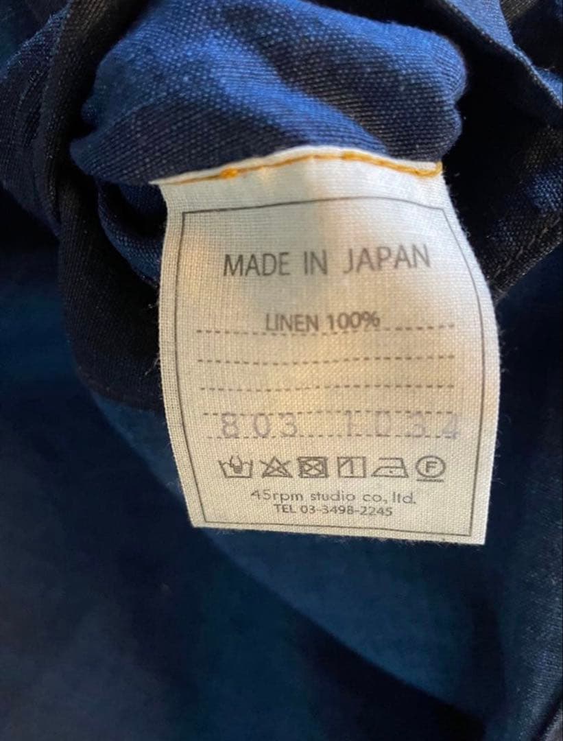 45R リネンの908ベストオール　インディゴ