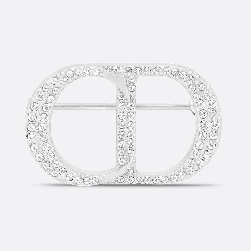 DIOR CD Icon ブローチ スターリングシルバー & クリスタル