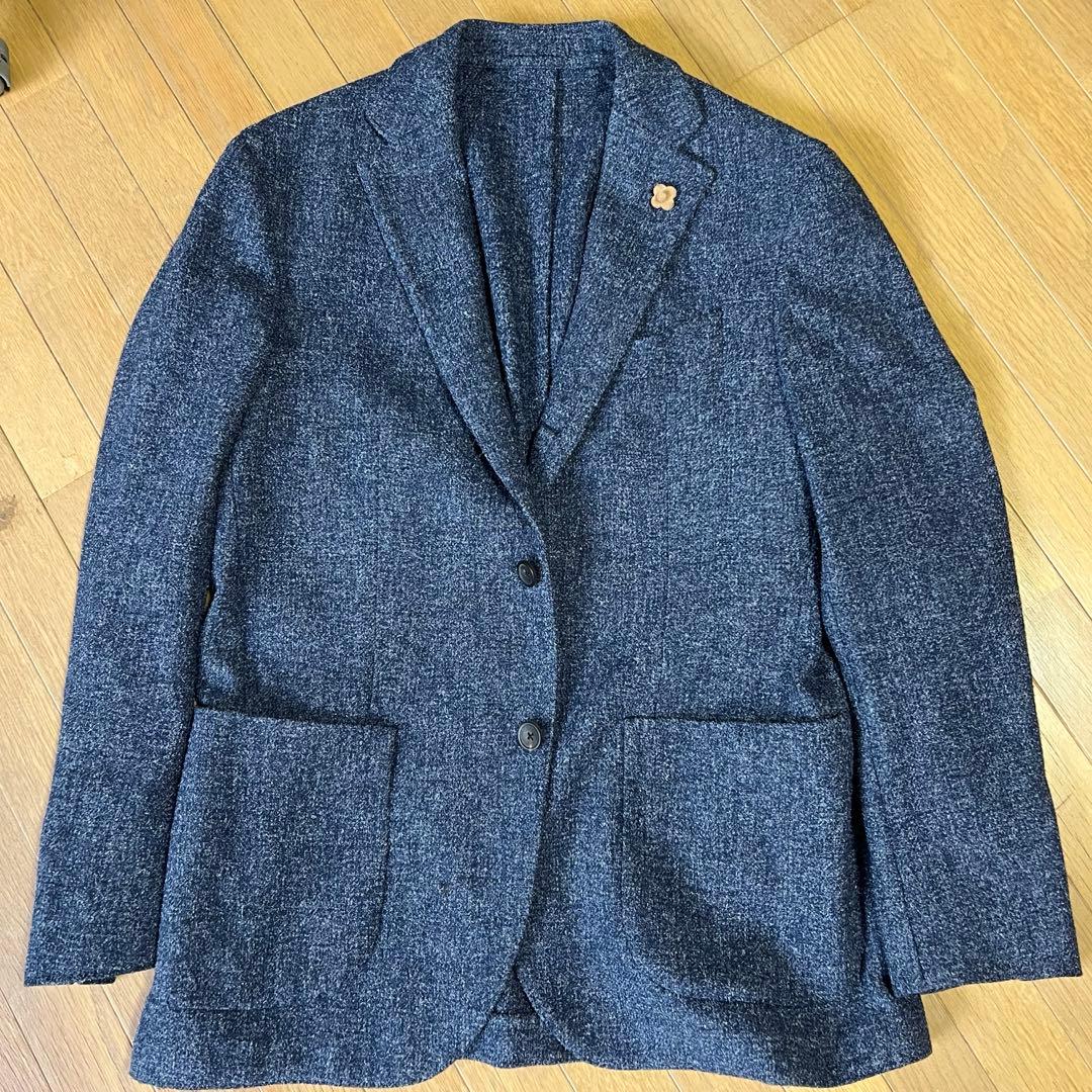 【美品】ベスト付 ラルディーニ LARDINI ジャケット ベスト ネイビー