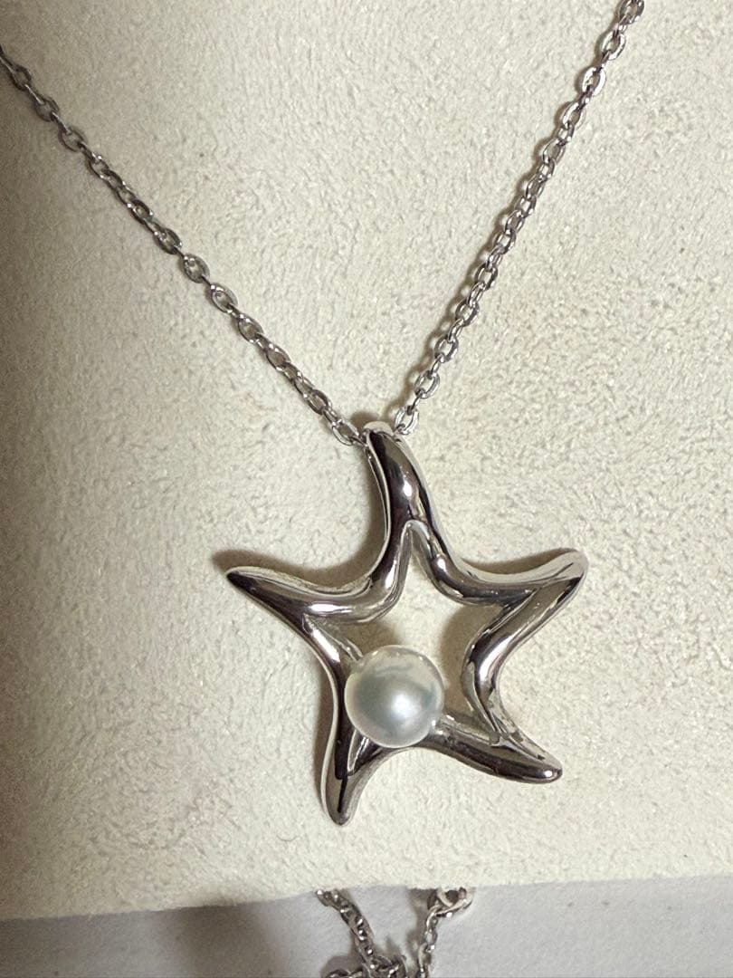 ミキモト シルバー　スター型ベビーパールつき　ネックレス　美品　レア