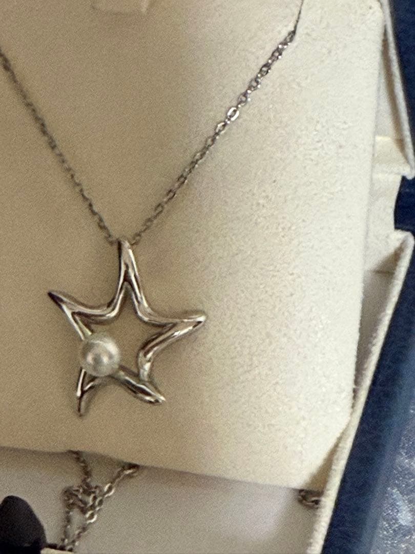 ミキモト シルバー　スター型ベビーパールつき　ネックレス　美品　レア