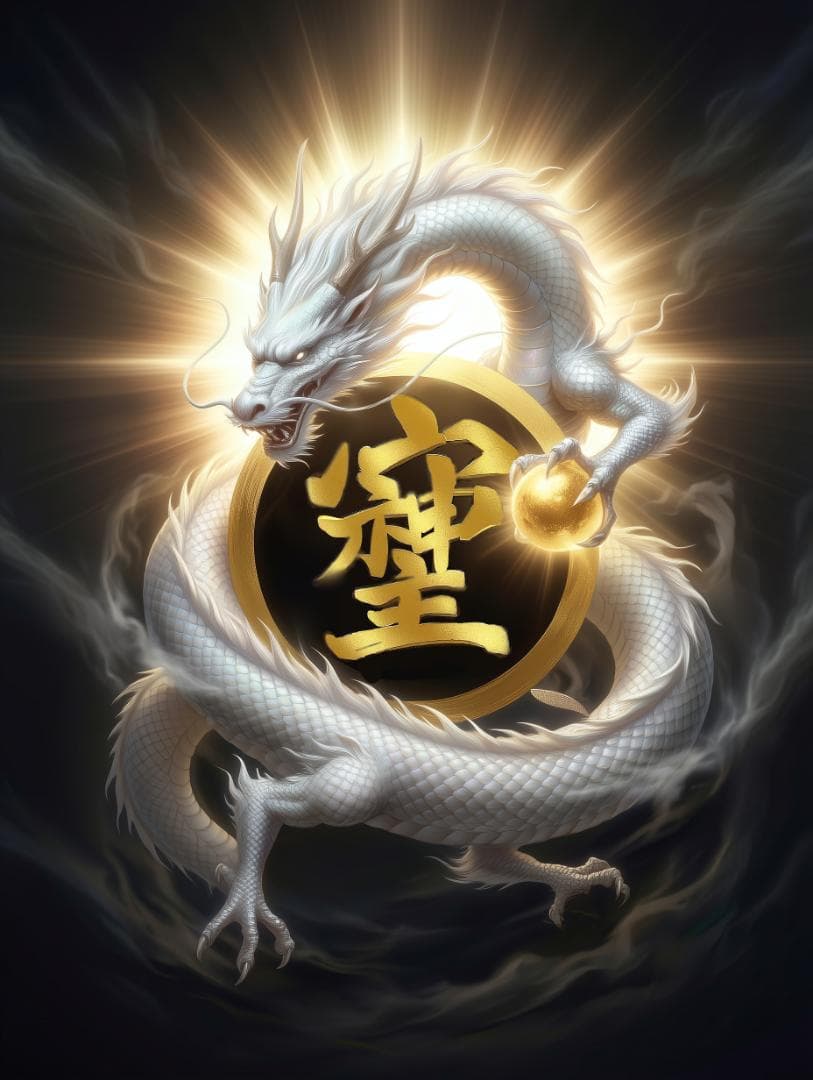 A3　リクエスト【昇運白龍・そしじ】高波動の言霊と守護龍の光【神仏画・風景画】