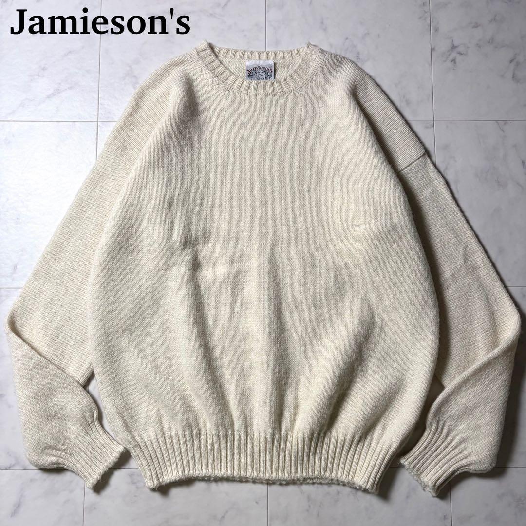 【XL】Jamieson's ウール クルーネック ニット セーター アイボリー
