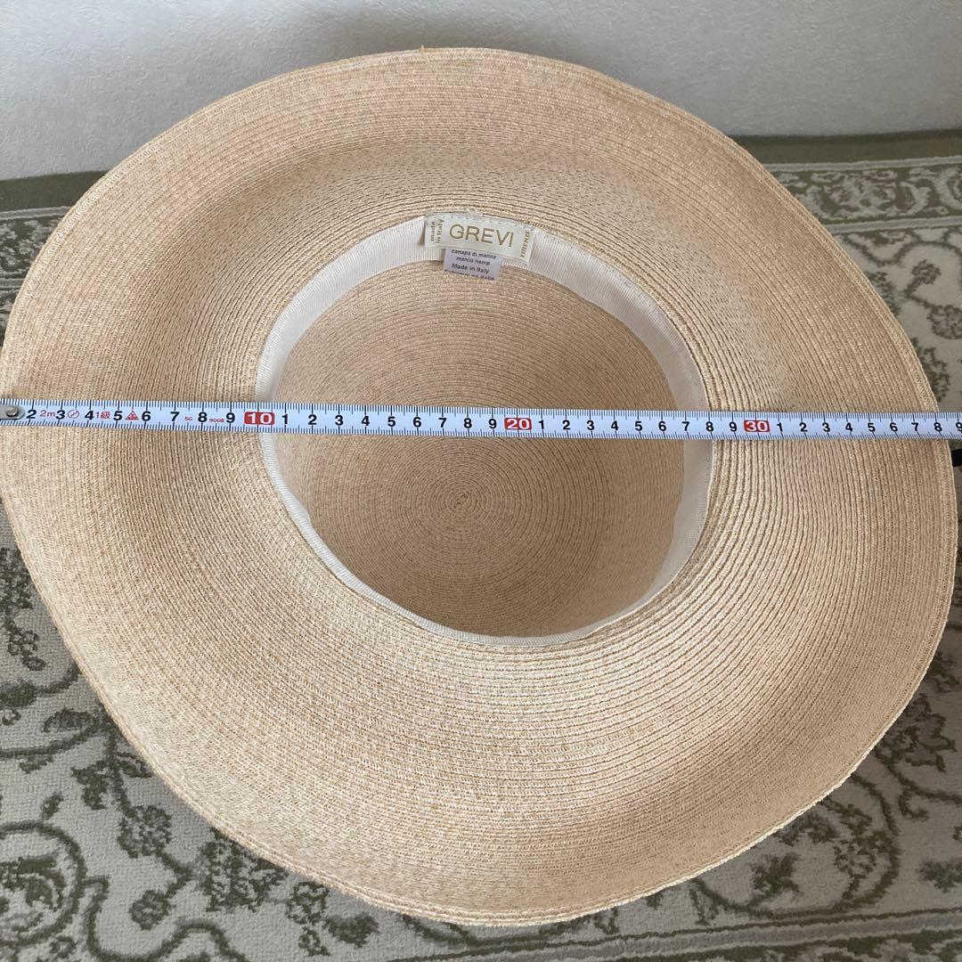 グレヴィGREVI 麦わら帽子　麻　イタリア製