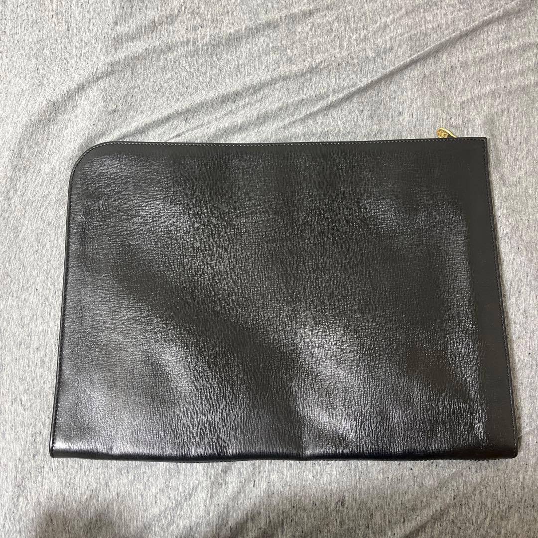 【希少】CELINE　 クラッチバッグ　トリオンフ　ブラック　革　ゴールド金具