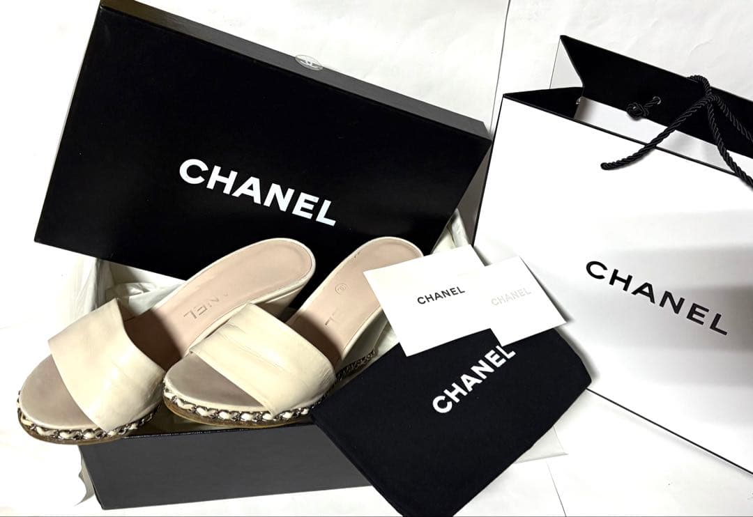 aaa！CHANELシャネル☆ウェッジソールサンダル&保管ケース・袋