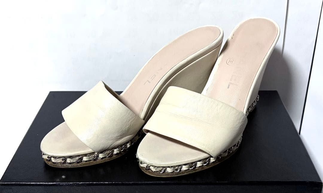 aaa！CHANELシャネル☆ウェッジソールサンダル&保管ケース・袋