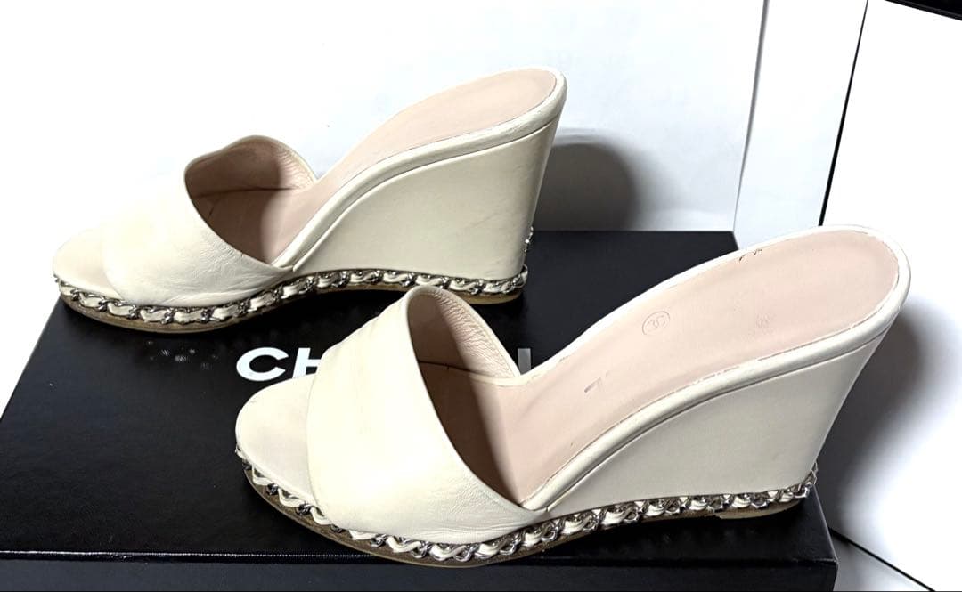 aaa！CHANELシャネル☆ウェッジソールサンダル&保管ケース・袋
