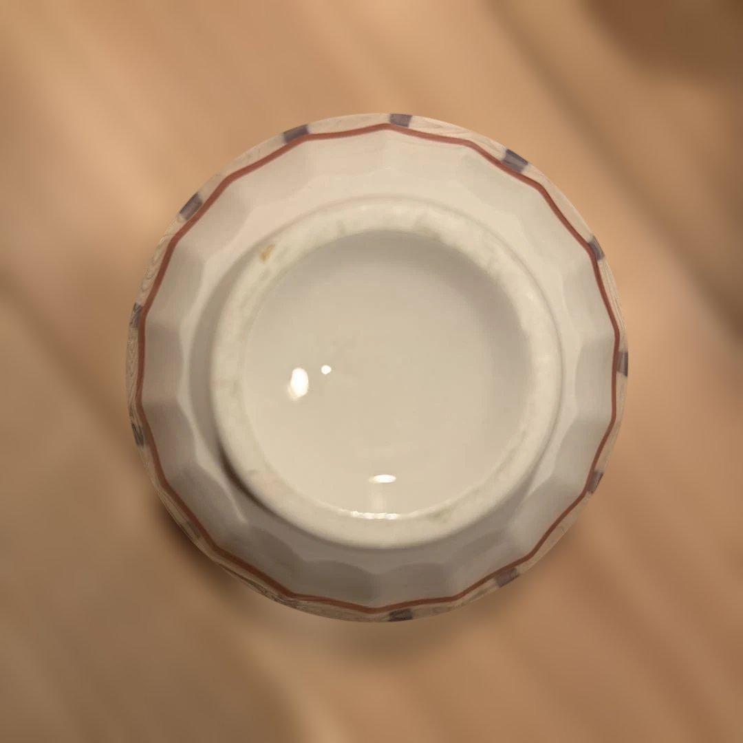 バスク柄 カフェオレボール「レッドｘブルー」フランスアンティーク食器　ブロカント