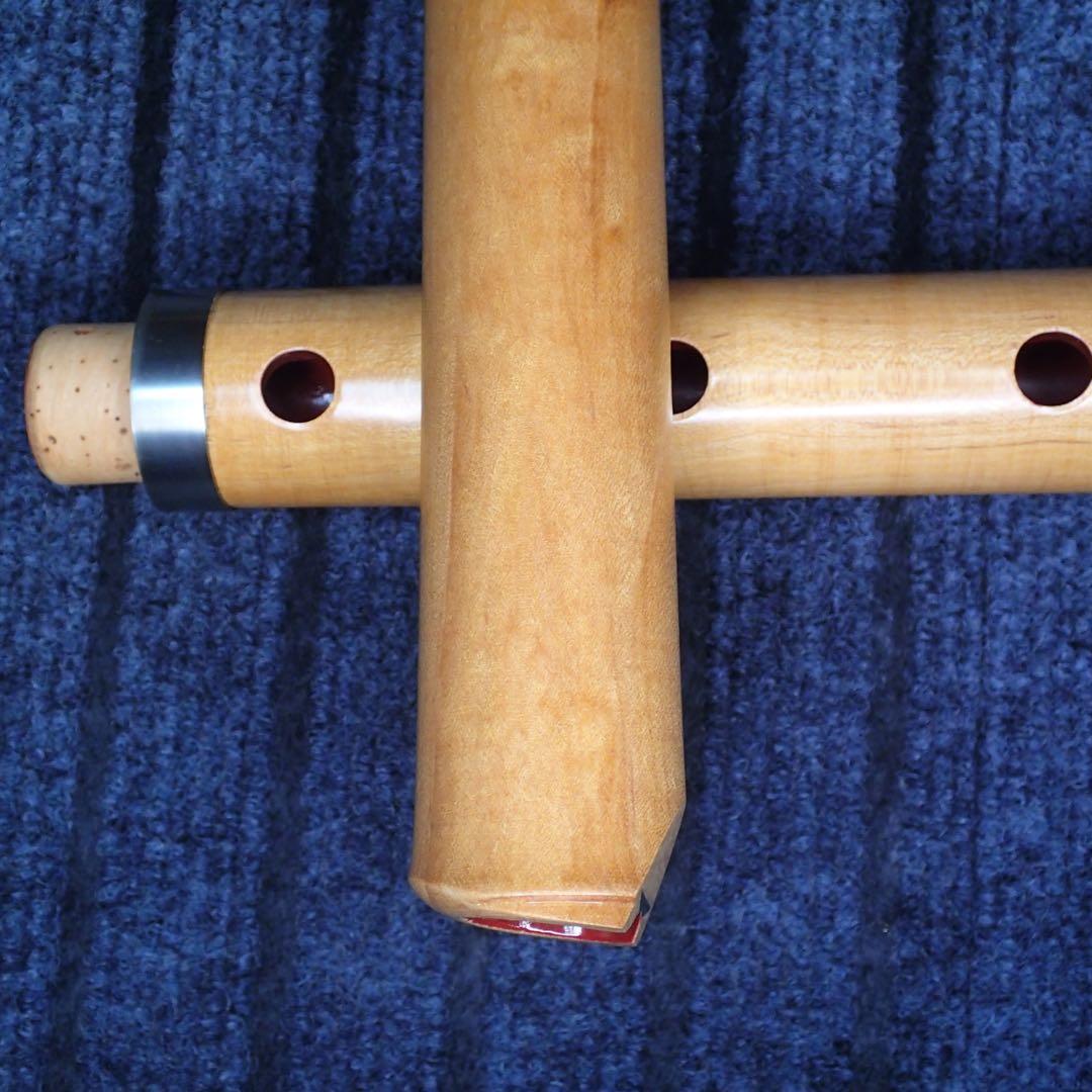 尺八 銘木(楓) 和田謹製 琴風調 二印 一尺八寸管