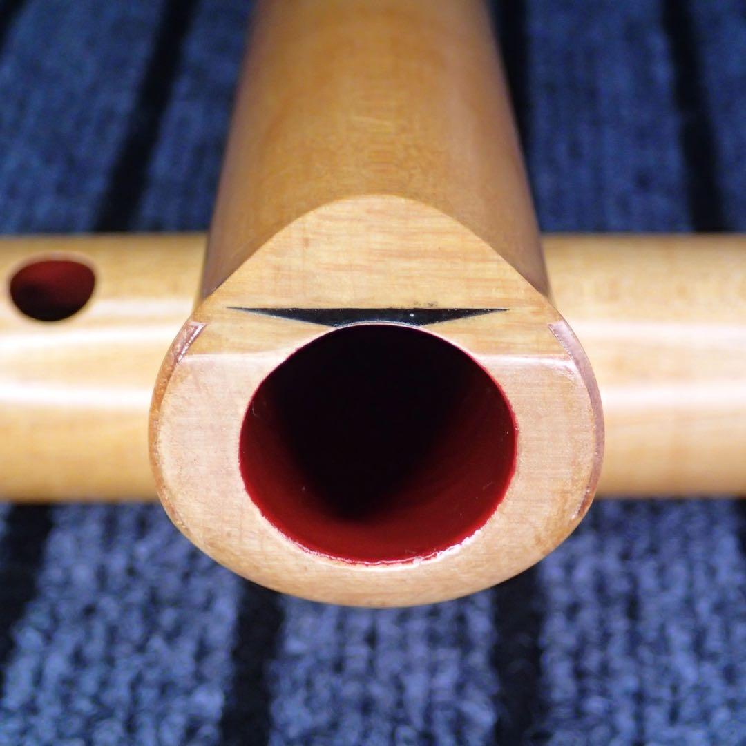 尺八 銘木(楓) 和田謹製 琴風調 二印 一尺八寸管