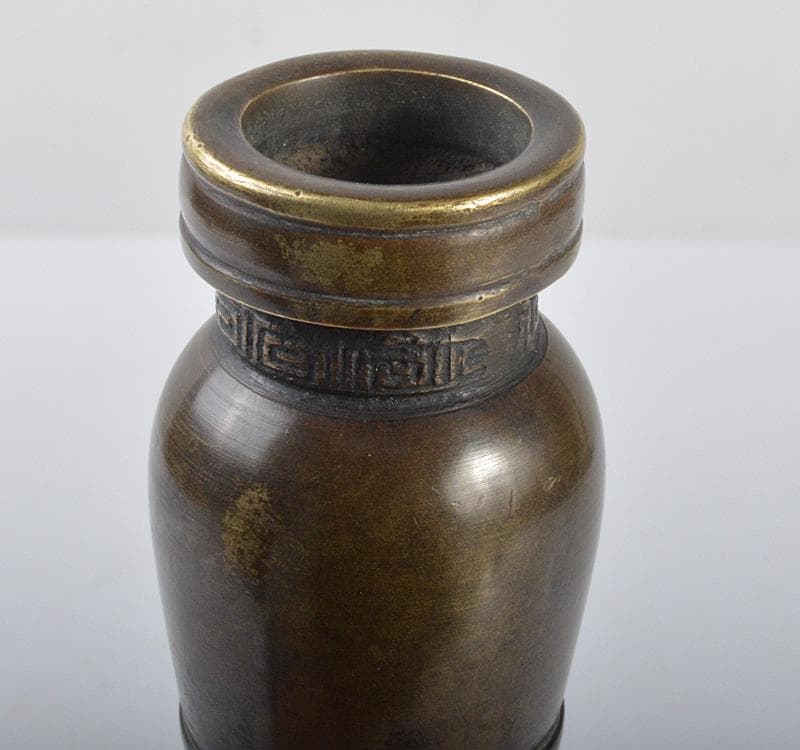 中国　古銅　饕餮文　長頸瓶　V　R4312