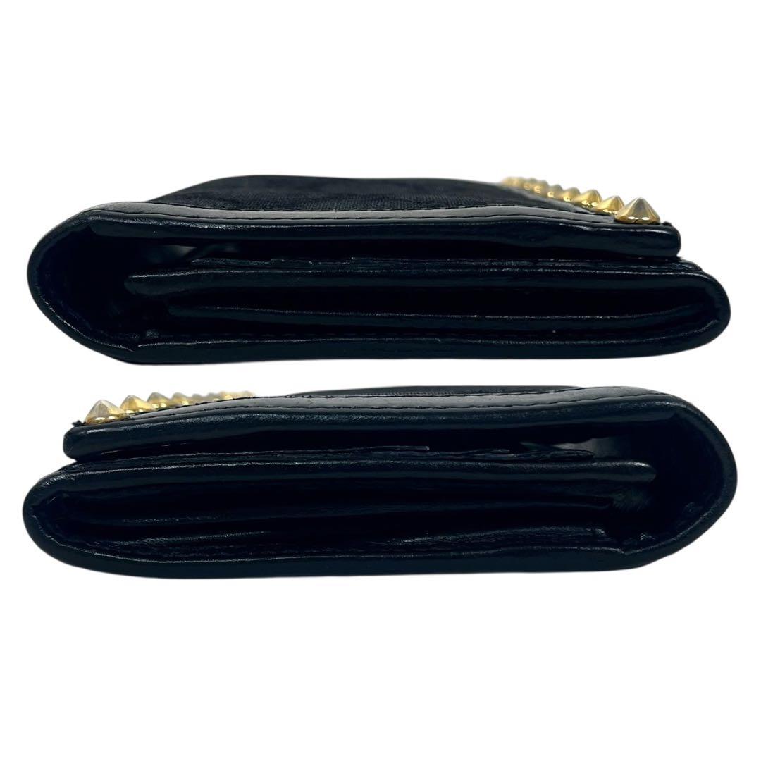 グッチ　長財布　スタッズ　GGキャンバス　総柄　ロゴ型押し　レザー　ブラック