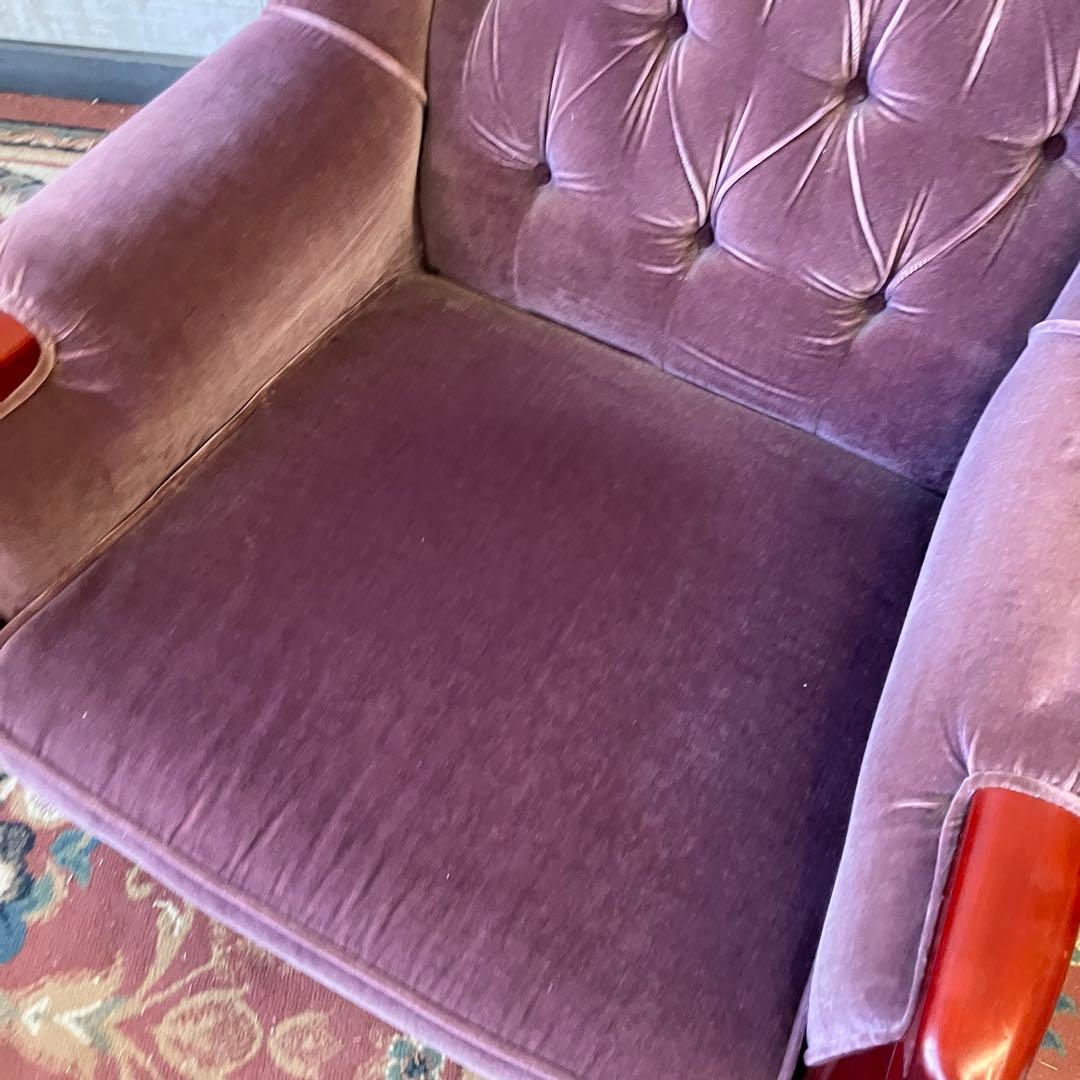 昭和レトロ マルニ木工 ベロアソファ 一人掛けソファー アームチェア クラシック