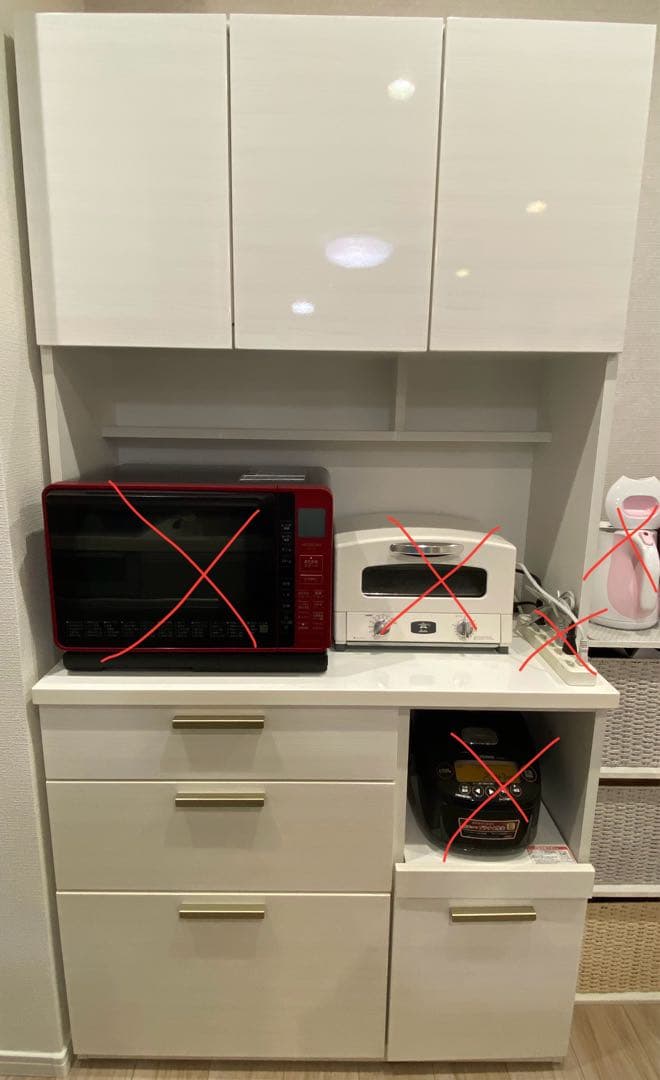 【わいわい】ニトリ　キッチンボード　ソレル　100KB WH ホワイト