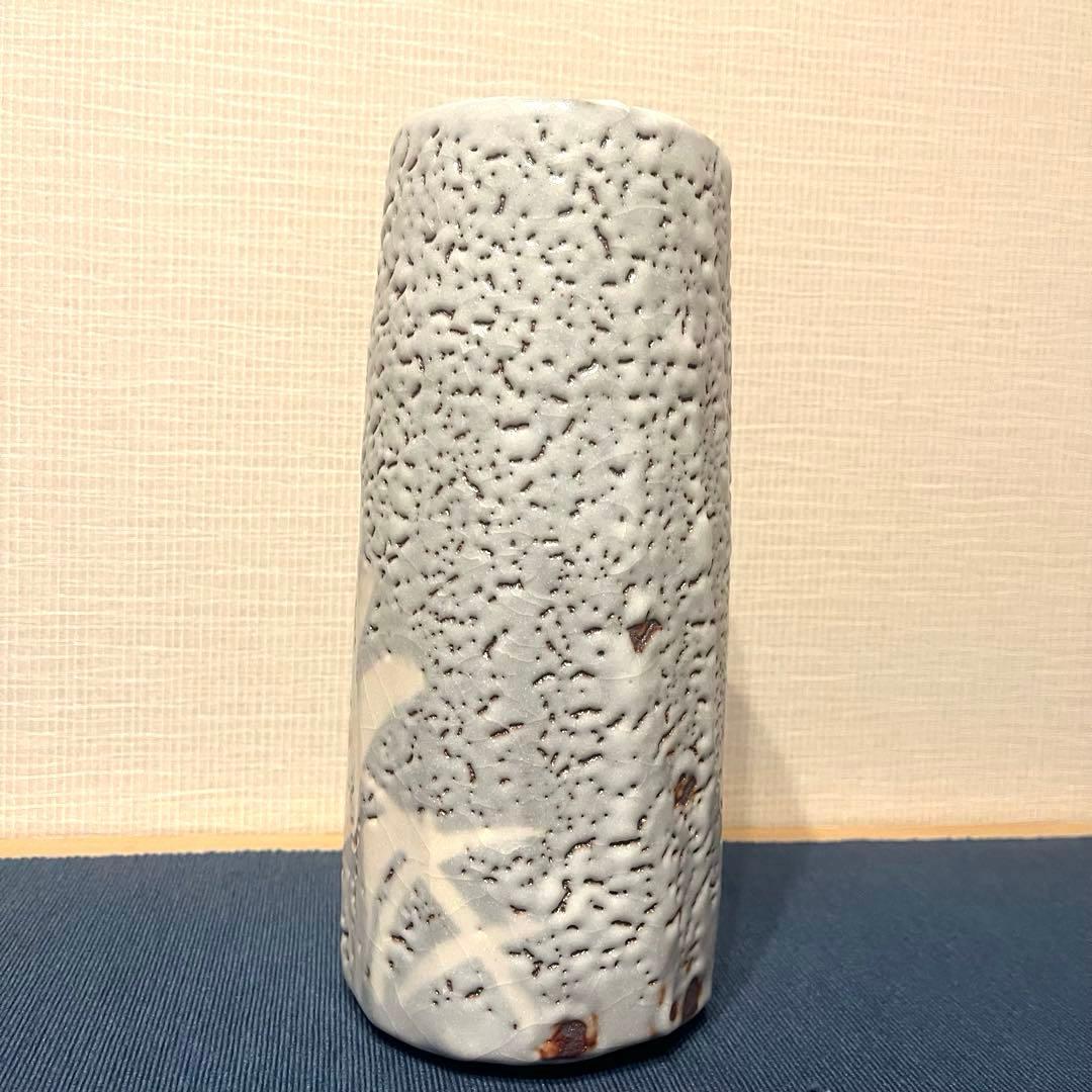 安藤日出武 仙人窯 志野焼 花器 花入 重要無形文化財保持者 共箱 共布