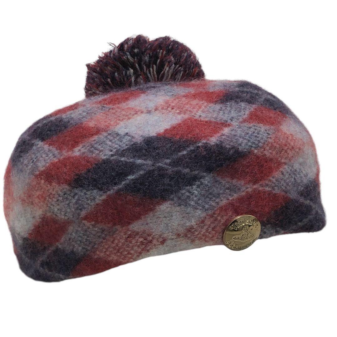美品✨ヴィヴィアンウエストウッド ベレー帽 ニット帽 オーブ モヘア混 チェック