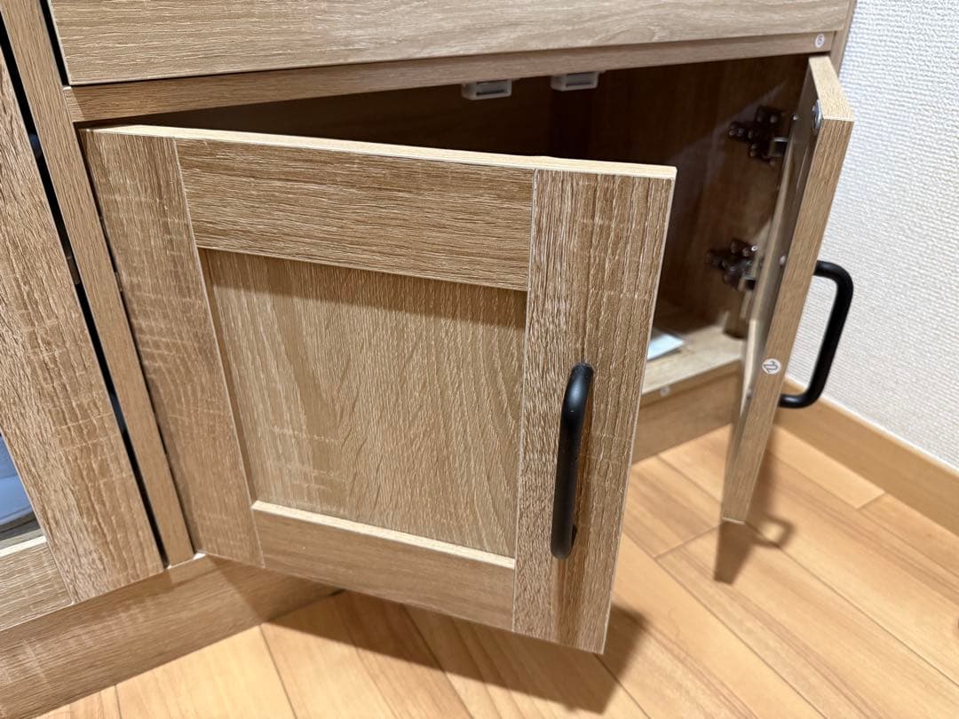 木製レンジボード ガラス扉付き