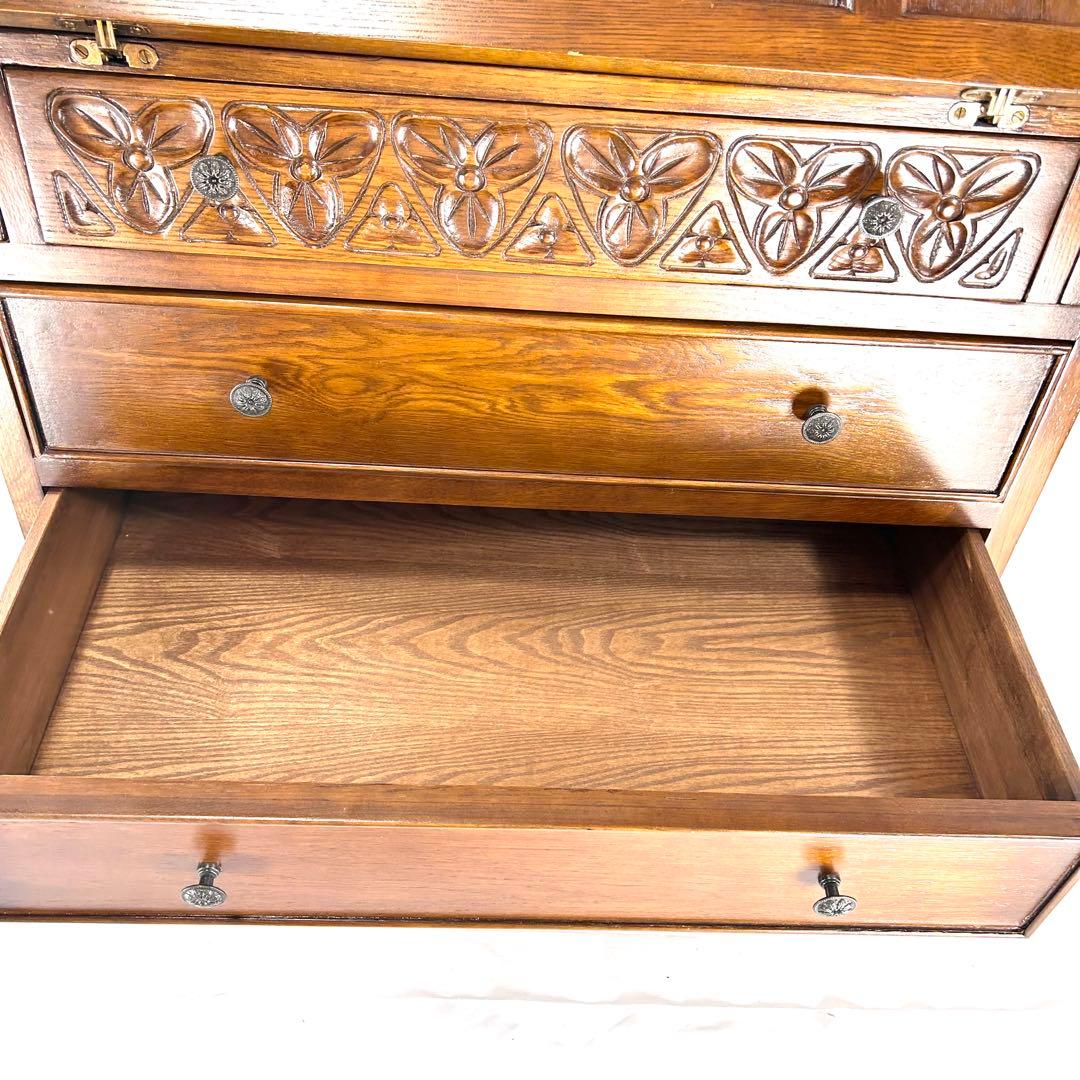 英国クラシック 木製 ライティングビューロ 4段引き出し サイドボード イギリス