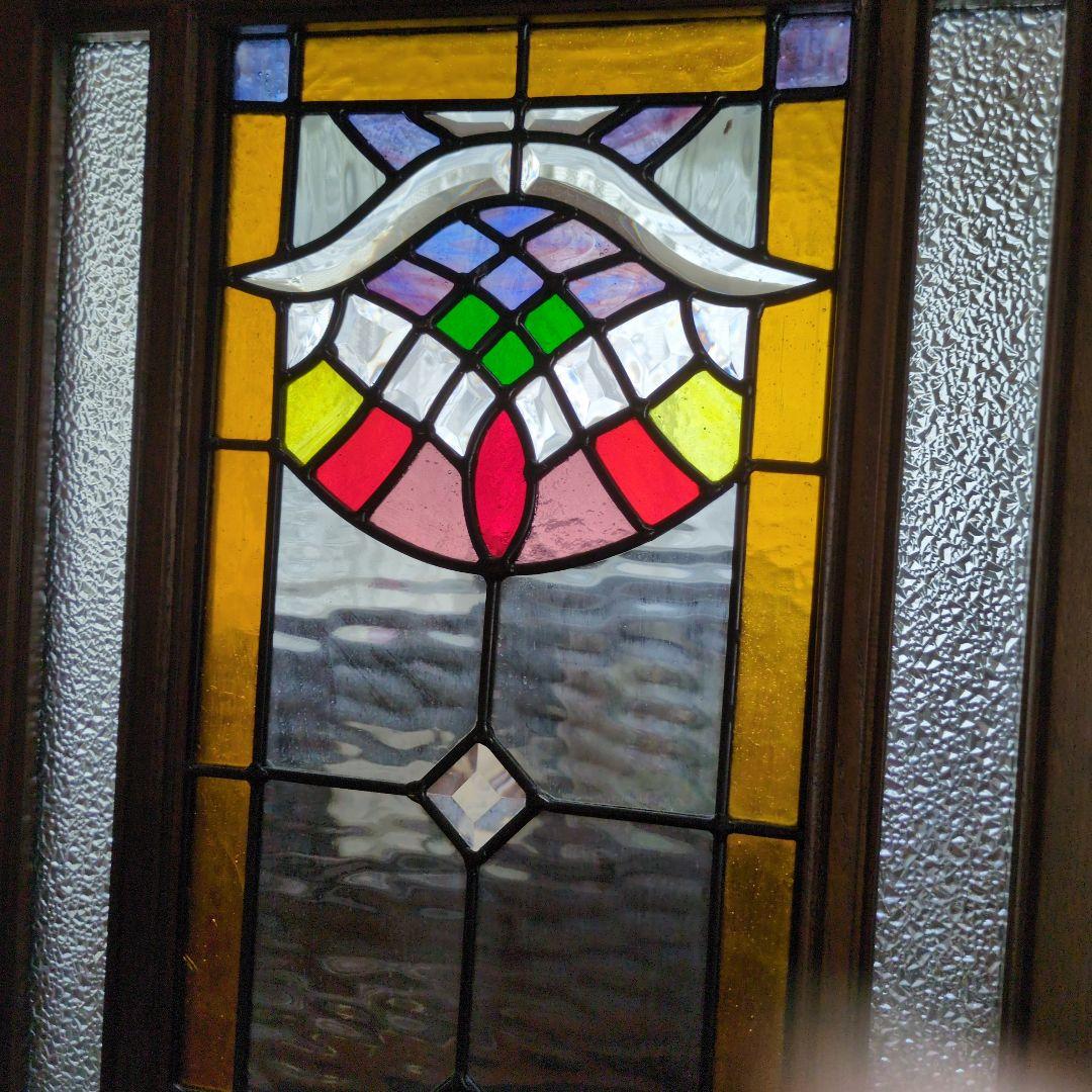 ステンドグラス 木製パーテーション 三つ折り