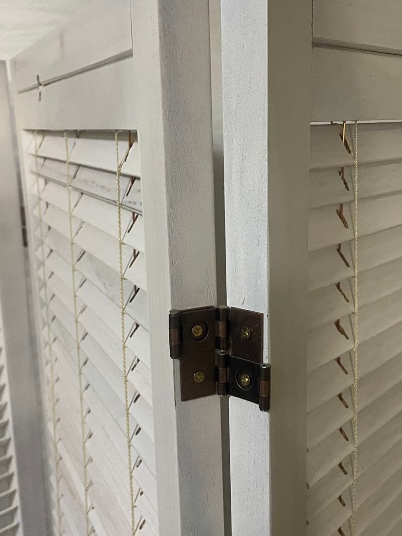 北欧レトロ 木製フレーム 4連 ブラインドパーティション パーテーション 衝立